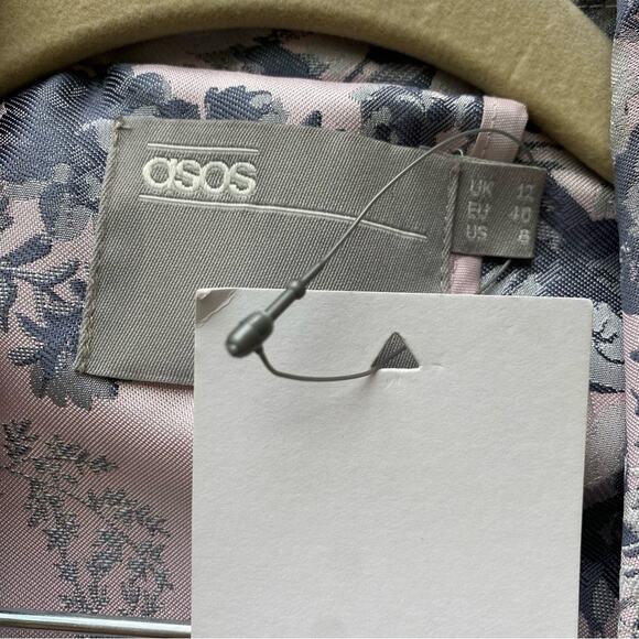 NWT ASOS Occassion Jacquard Blazer and Shorts 2 Piece Set Pink Grey SZ 8 & 10 - Picture 8 of 14